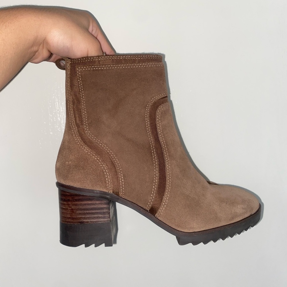Blondo Tan Suede Ankle Booties
